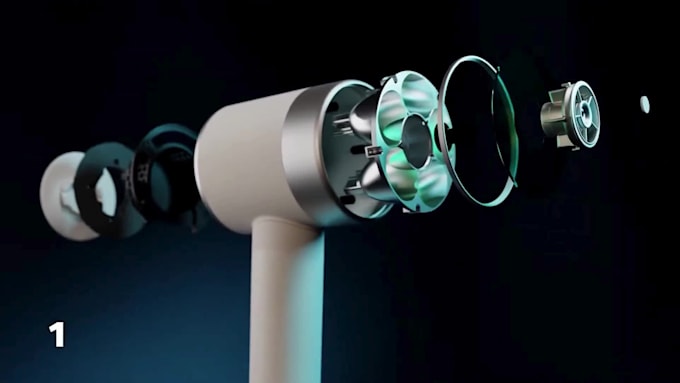 create realistic 3d product animation exploded view mechanical product video