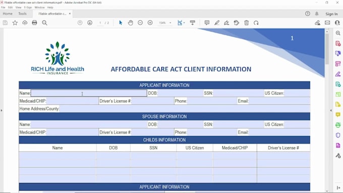 design interactive fillable PDF form with calculations