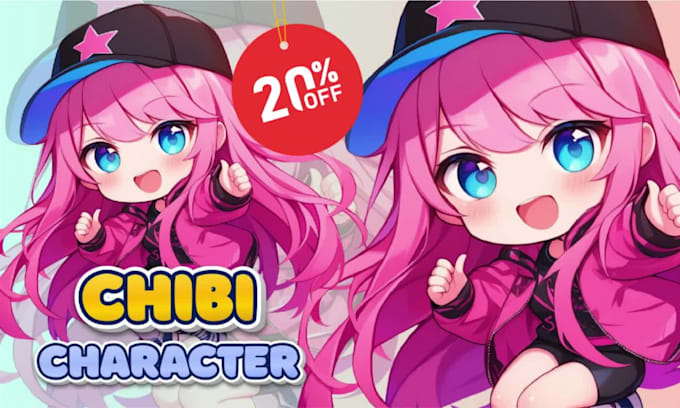 draw cute anime chibi art character, live2d, vtuber and illustration for you