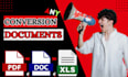 convert pdf to word,pdf to excel,image to excel or word,conversion any documents