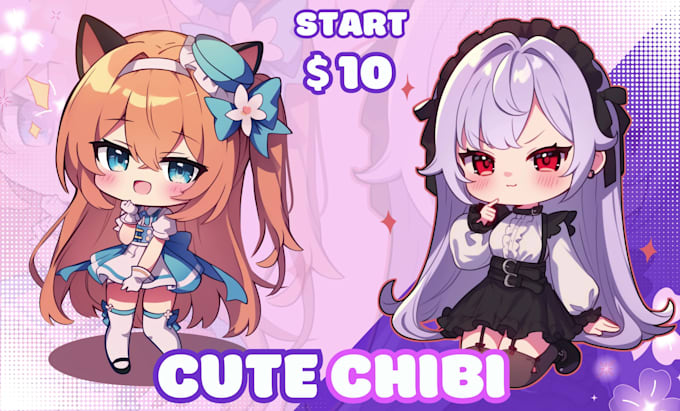 draw cute anime chibi art character design for pfp, sticker, vtuber