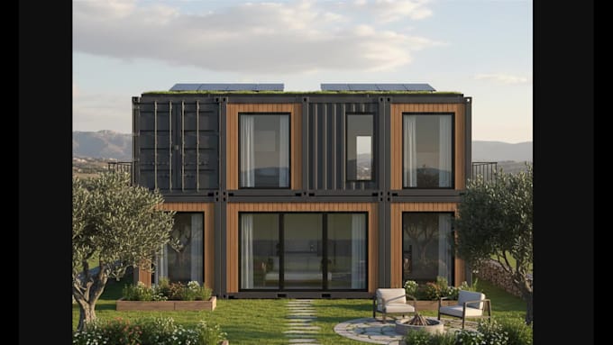 design tiny home, container house and render 3d image