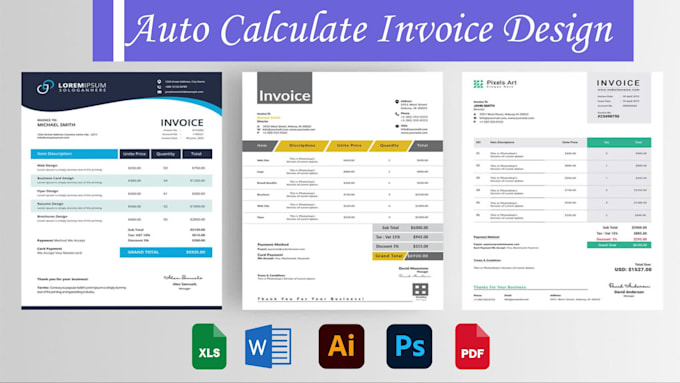 do corporate editable excel, word, auto calculate invoice, receipt or quotation