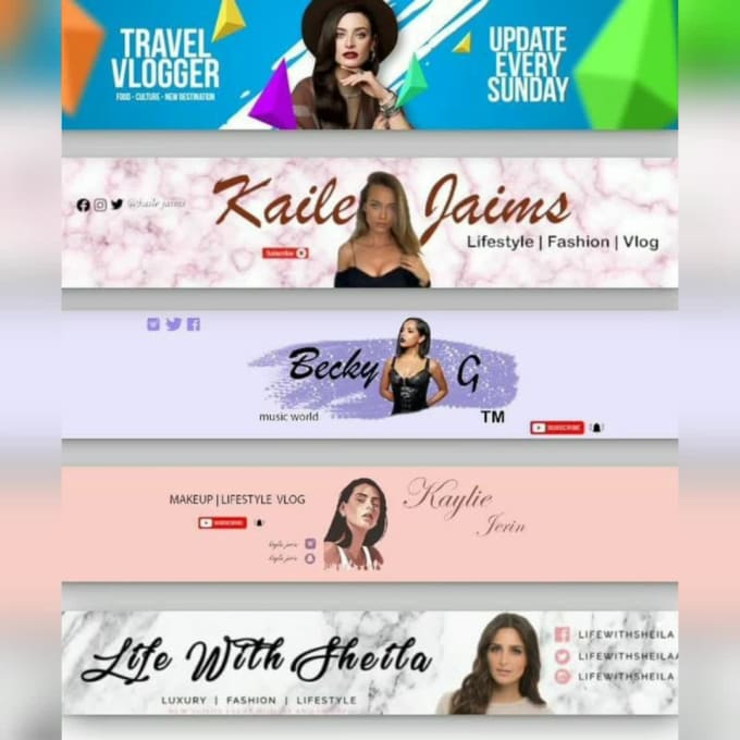 Design a beauty blogger youtube banner and channel art by ...