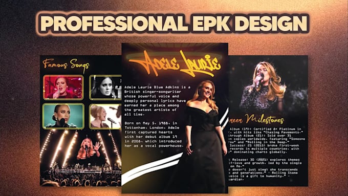 Design a professional epk, media kit, or one sheet for musicians and ...