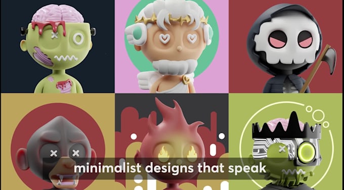create a 3d character nft art model collection
