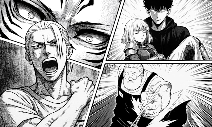 draw manga comic book, webtoon anime illustration for you