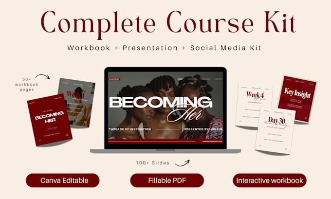 design a professional canva course workbook and presentation kit for coaches