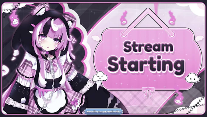 design anime or vtuber twitch, youtube stream overlays