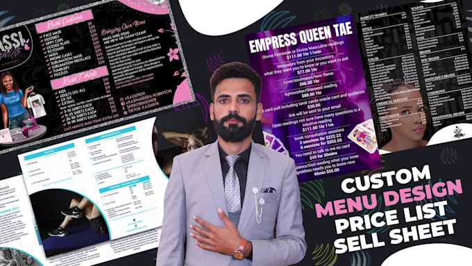 create price lists, sell sheets, and menu designs