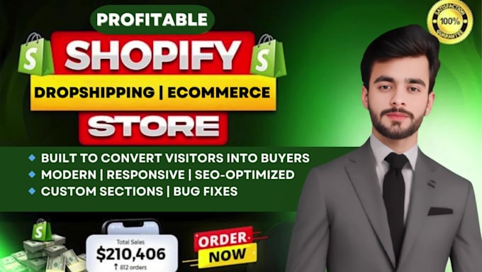 build profitable shopify store, design shopify dropshipping, ecommerce website