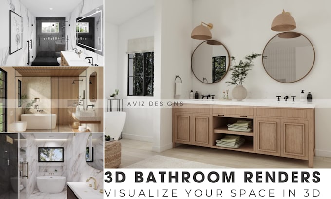 make 3d bathroom interior design and render