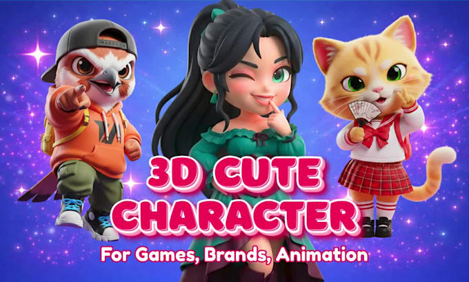 design stylized cute 3d character models, animal, mascot using blender