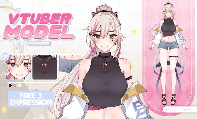 design your live2d model and rig for vtuber in anime style