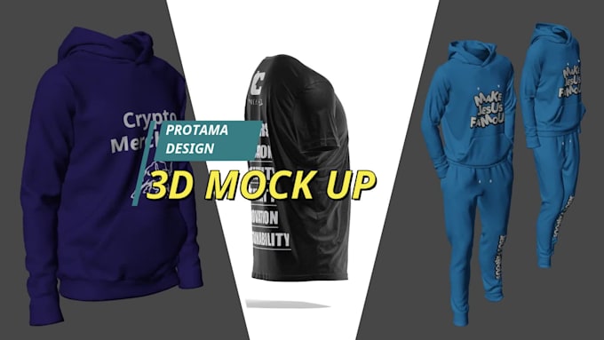 do premium 3d mockups for hoodie, tshirt, and clothes