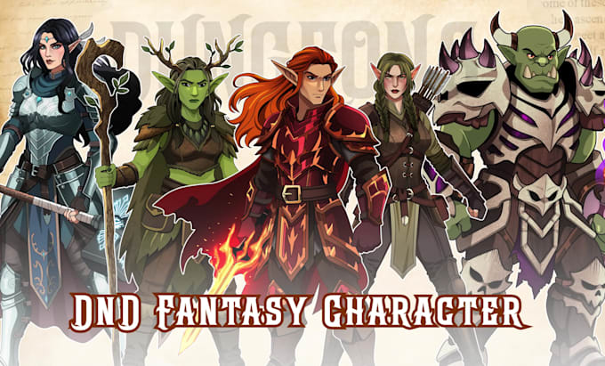 draw dnd character art, fantasy character for dnd party and pathfinder