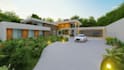 do house exterior design, and realistic 3d render