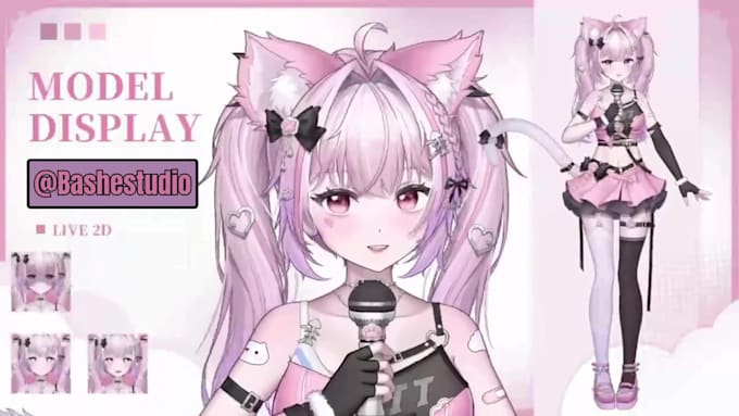 design 2d vtuber model, anime art, live 2d rigging v tuber for streaming