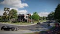 do building exterior, realistic render, 3d, pool render, pickleball court
