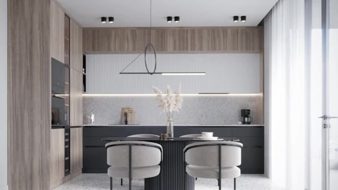 make your kitchen 3d design and realistic visualization