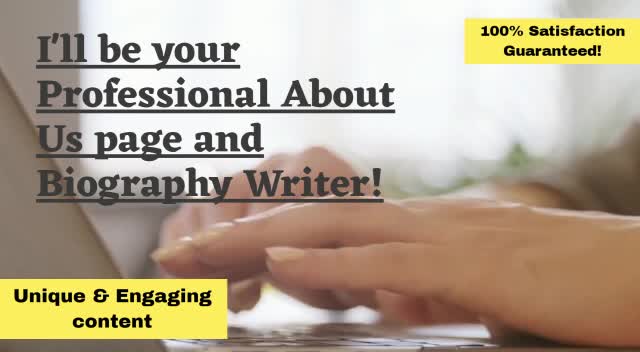 write professional biography and about us page of up to 300 words for you