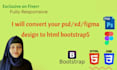convert PSD to HTML bootstrap 5 figma xd to HTML respnsive website design