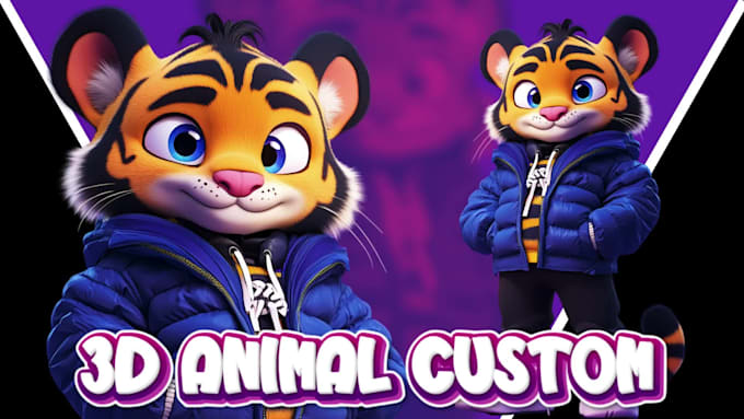 create cute 3d character modeling, animal, cartoon style and rendering
