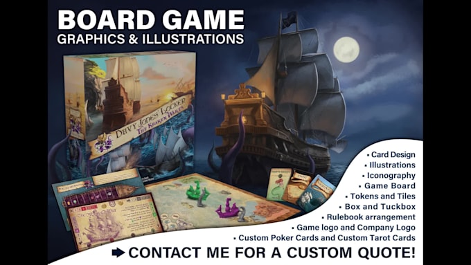 design illustrations and graphic for board game, cards, tarot, tabletop game