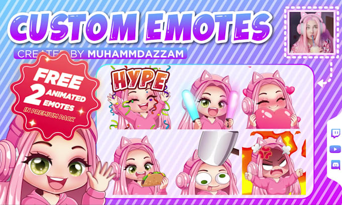 create custom chibi emotes for twitch, discord, vtuber stream or animated emotes