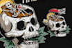 draw a skull, skeleton theme illustration for your branding