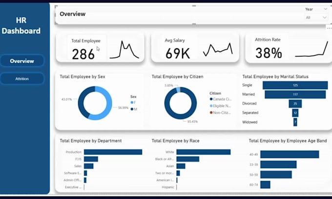 build data analytics dashboards in power bi and excel for HR