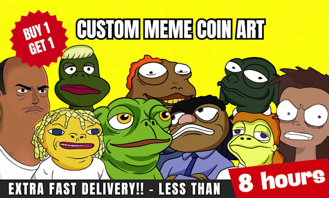 design custom viral meme coin art character for your website and social media
