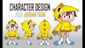 design a 2d cartoon character ready for animation