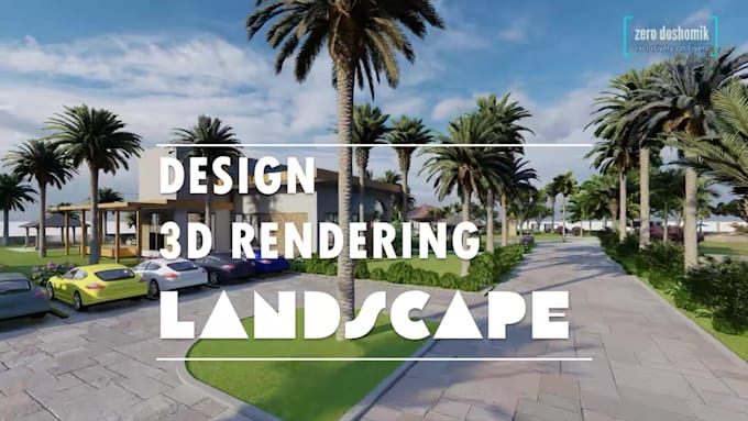 design and render backyard front landscape, garden, pool, patio, park