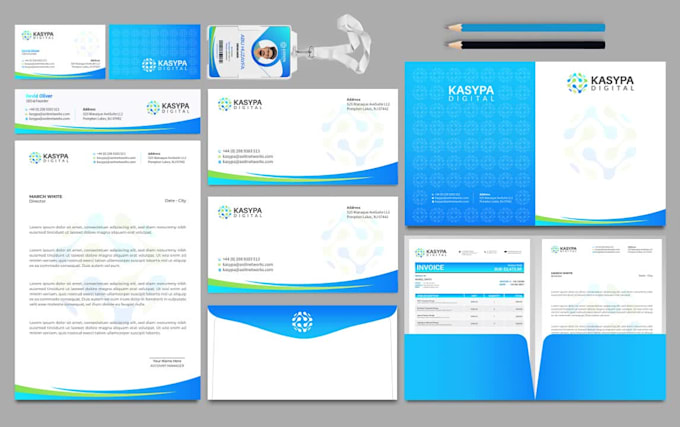 design logo, business card, letterhead and stationery items with brand identity