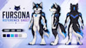 draw furry character turnaround or fursona character reference sheet