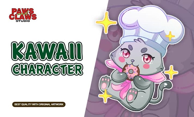 draw cute kawaii animal character for sticker, mascot and branding