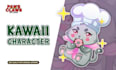 draw cute kawaii animal character for sticker, mascot and branding
