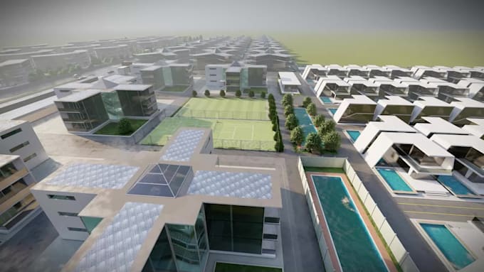 do an architectural masterplan rendering and modeling