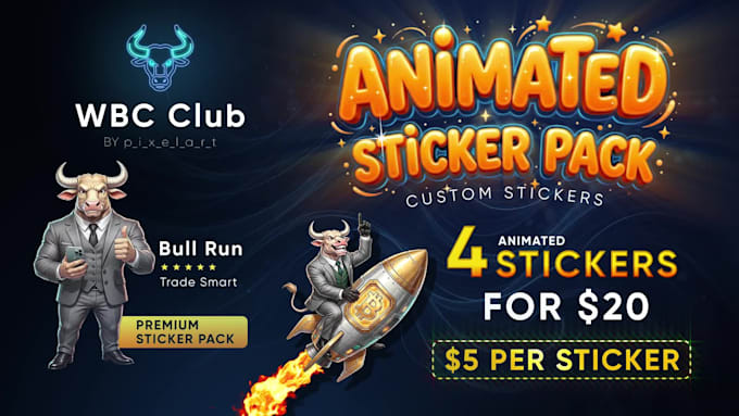 create premium animated telegram stickers for crypto and brands
