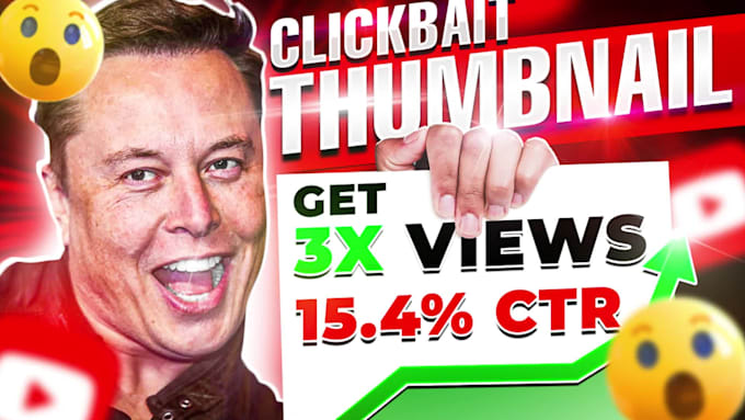 do attractive clickbait youtube thumbnail design for you