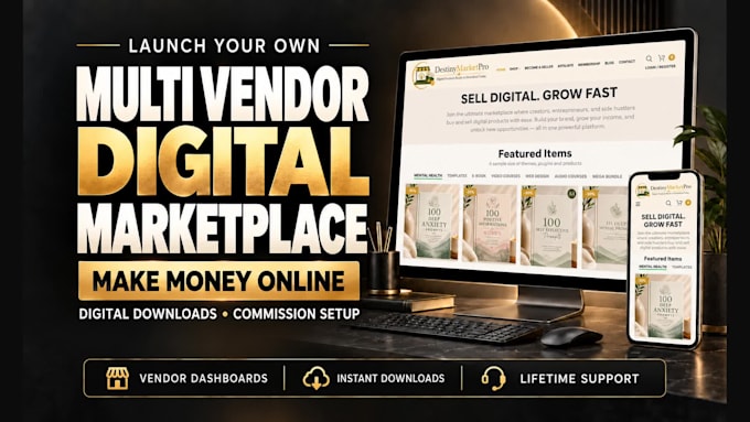 build a multi vendor ecommerce digital download marketplace to make money online