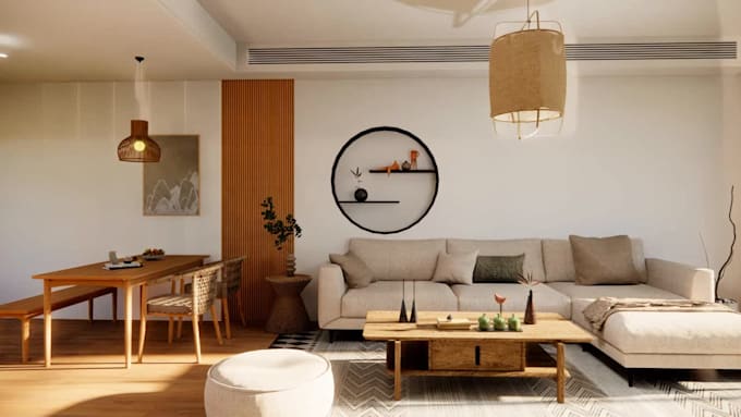 create your magnificent interior design in 3d render