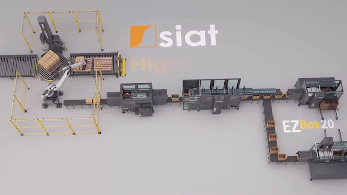 do technical 3d animation for automated packaging system, conveyor integration