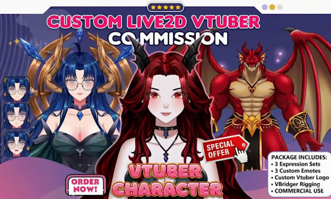 design 2d vtuber model live 2d vtuber model live2d rigging anime vtuber model