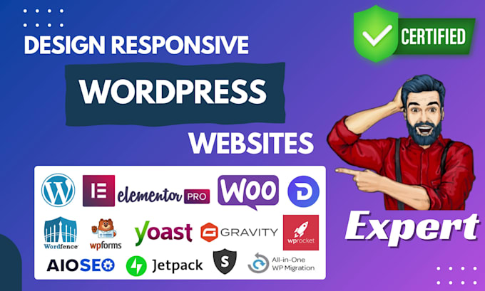 design a responsive wordpress website with elementor pro and woocommerce