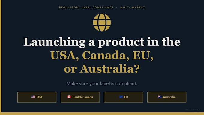 ensure your product label meets fda, health canada, eu, australian compliance