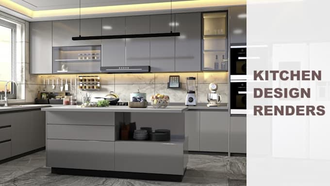 do kitchen interior design and redesign, with realistic 3d model and 3d render