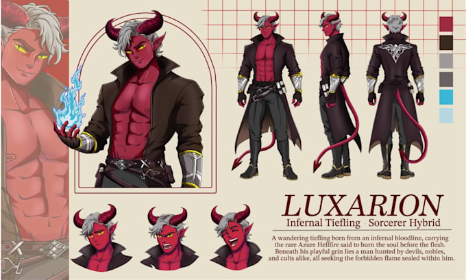 design character sheet or reference sheet for your character