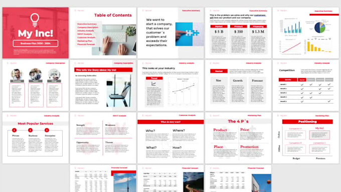 create a business plan pitch deck with a financial forecast